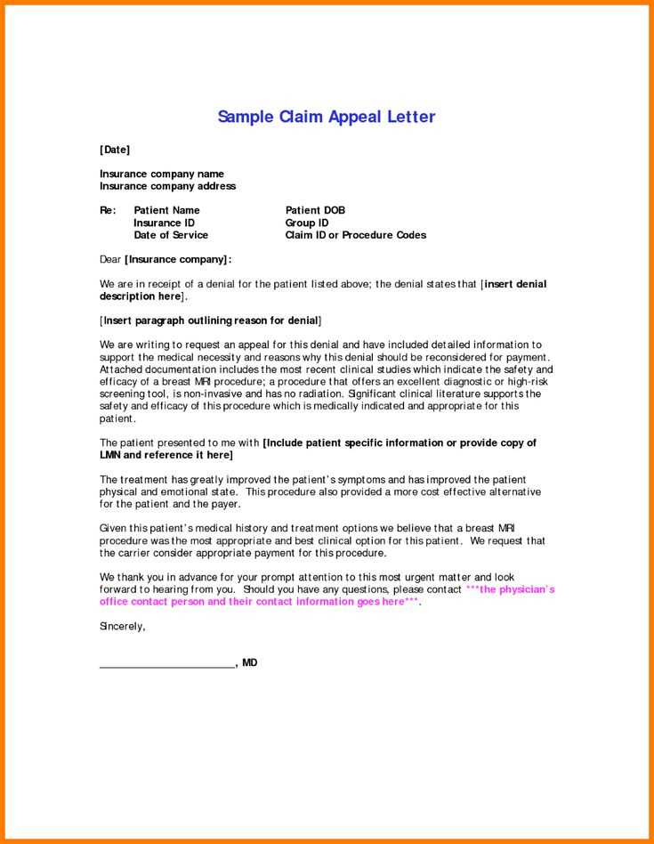 appeal letter to insurance company template