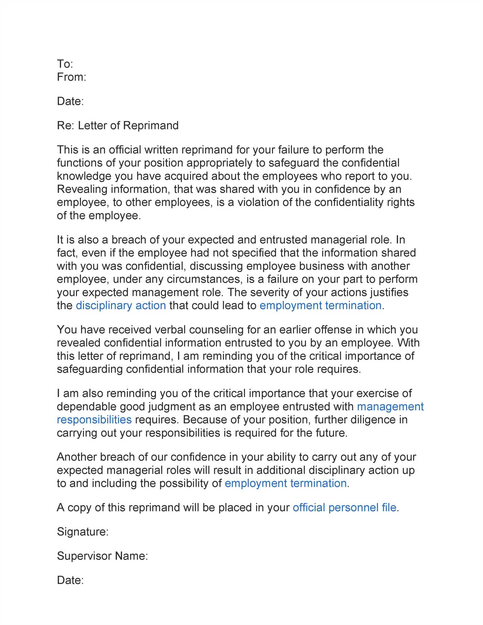 army letter of reprimand template