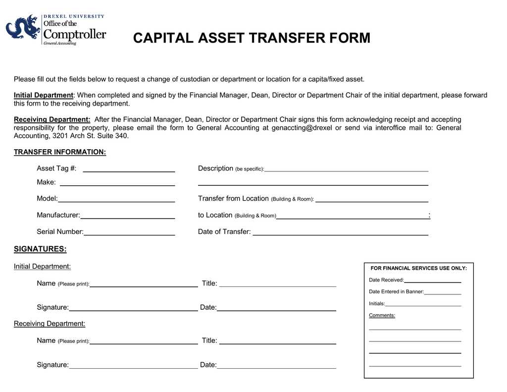 asset transfer letter template