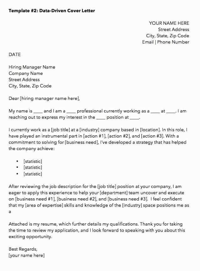 application cover letter template