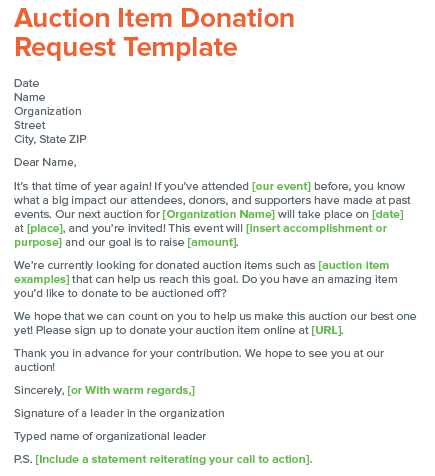 auction donation request letter template