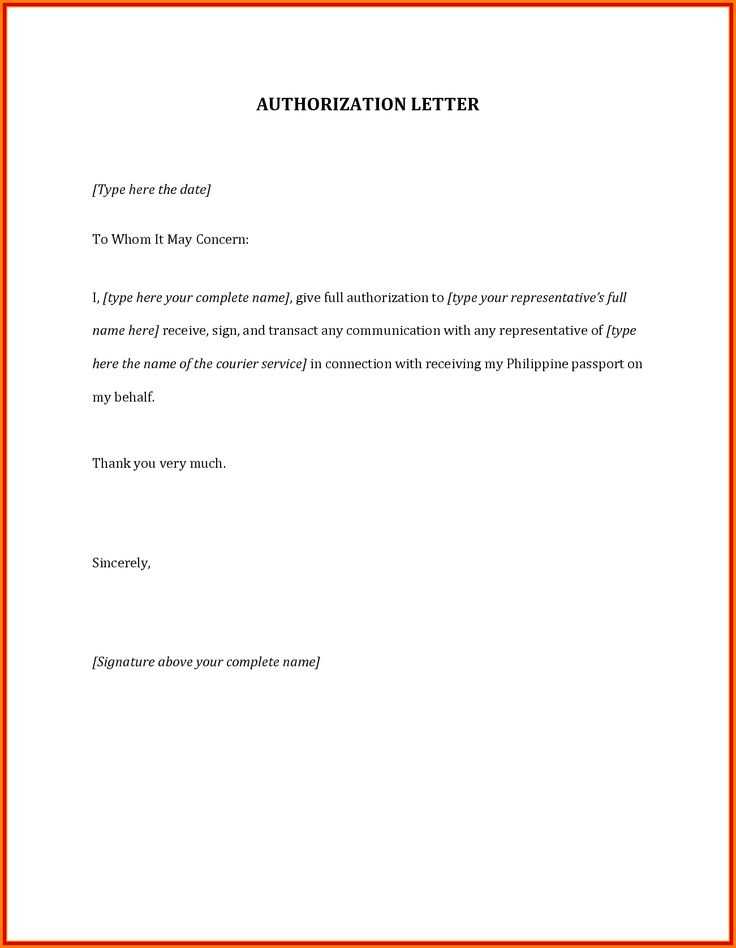 authorization letter template to collect documents