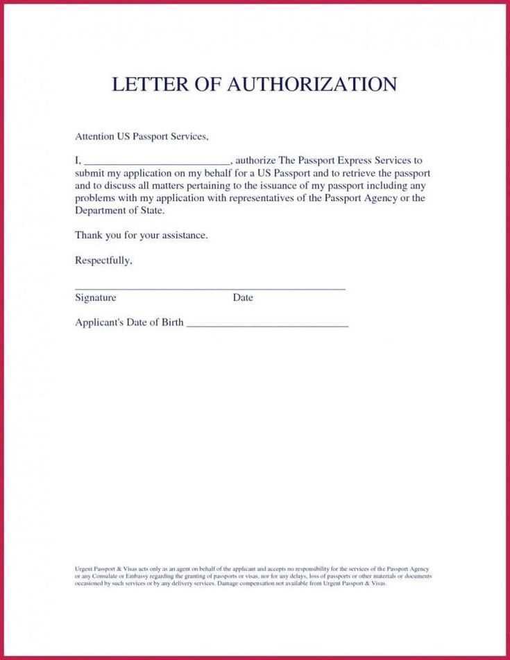 authorized representative letter template