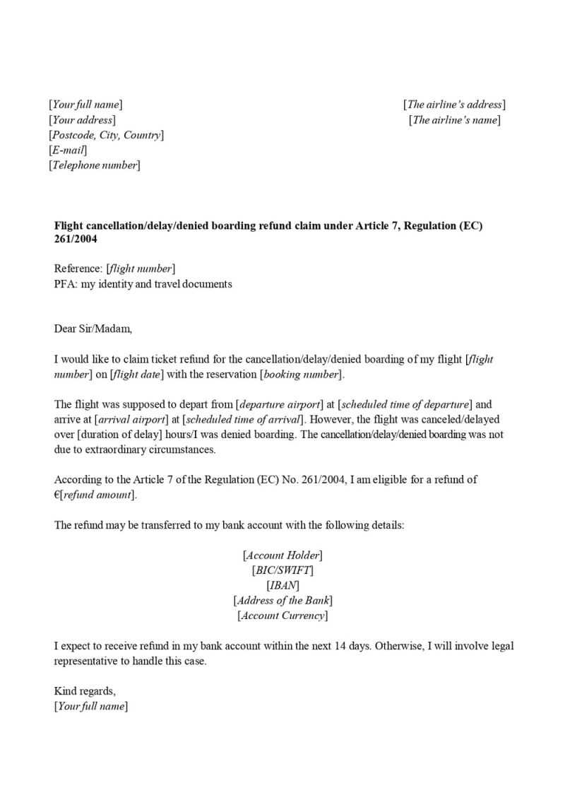 request for refund letter template