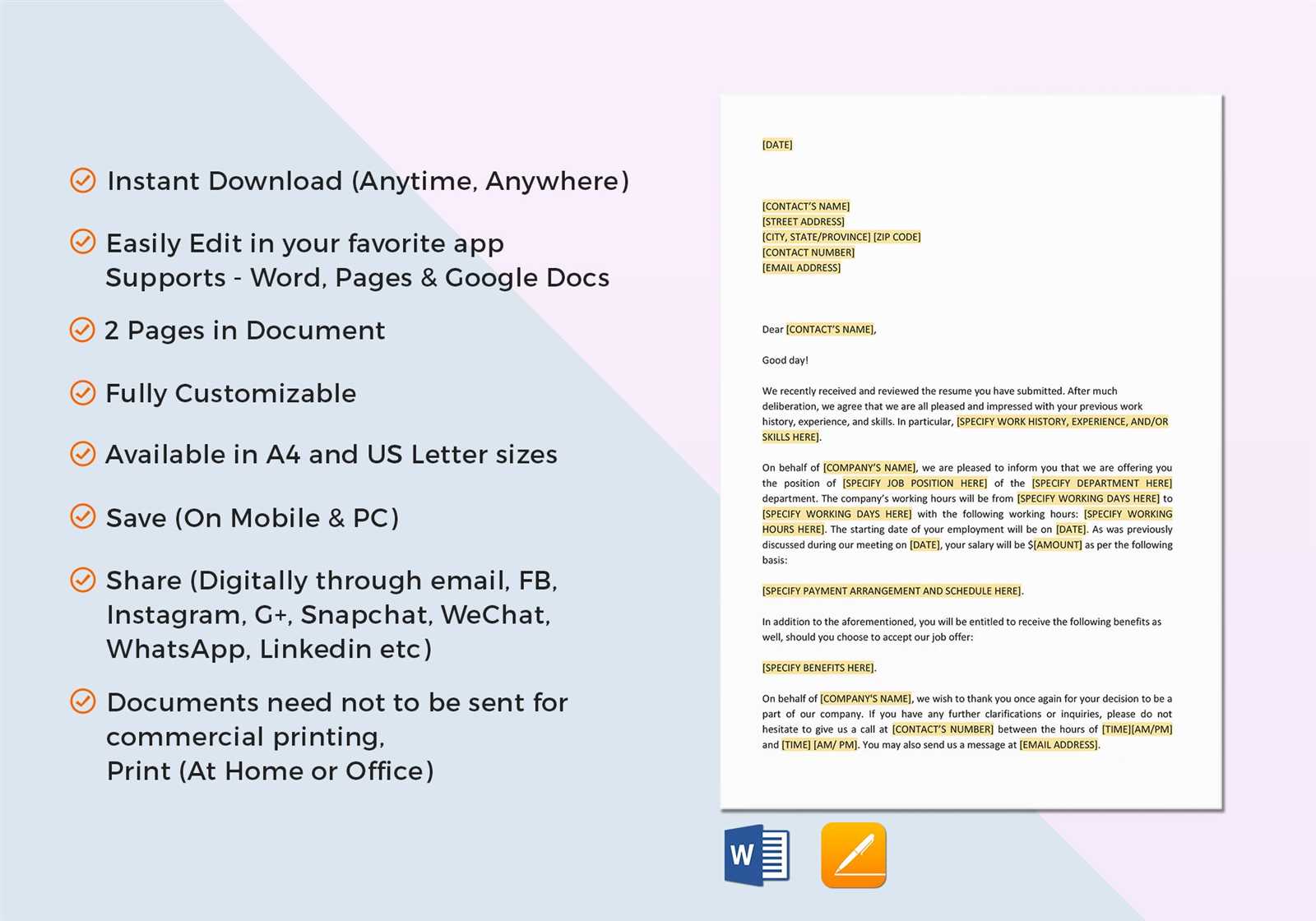 offer letter template google docs