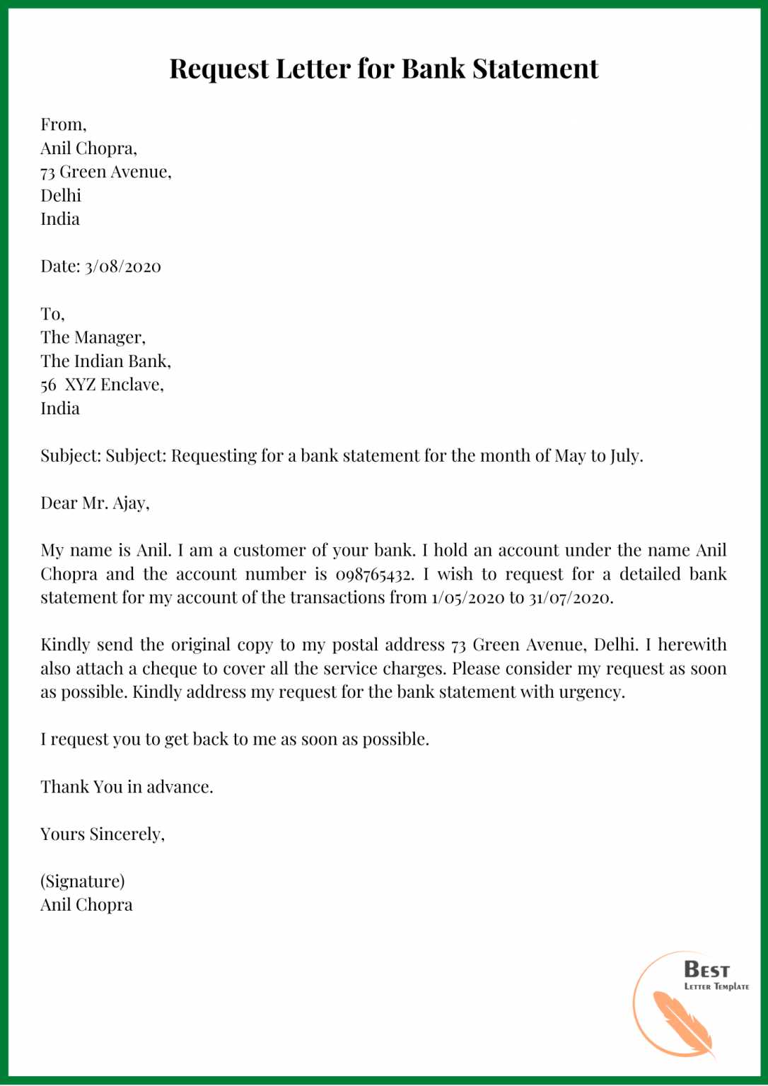 bank loan request letter template