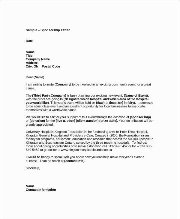 event sponsorship request letter template