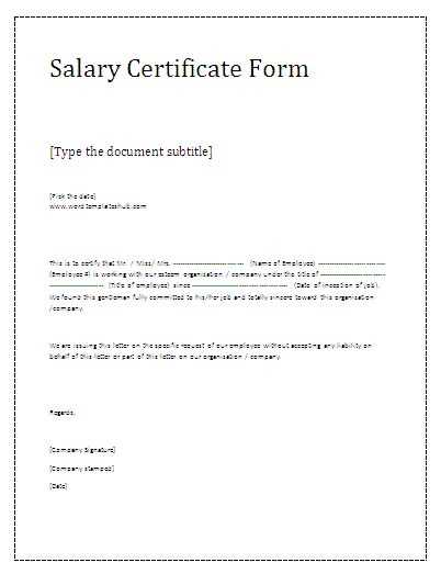 salary certificate letter template