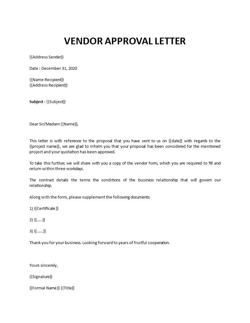 vendor letter template