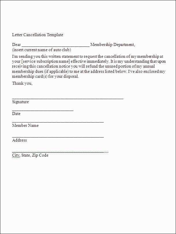 membership cancellation letter template