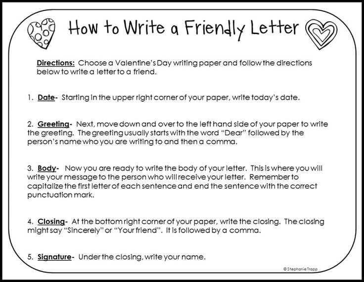 template for friendly letter for elementary students