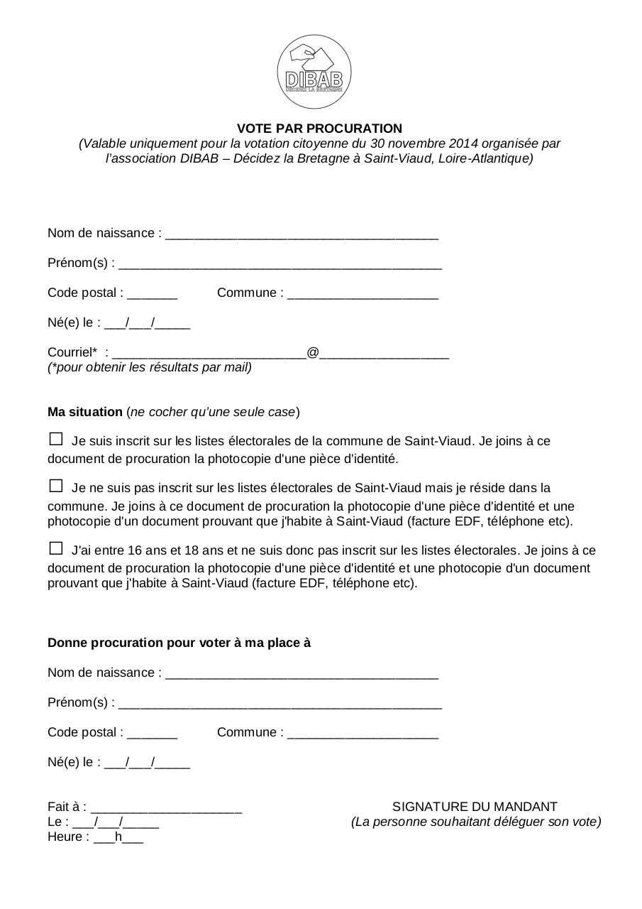 procuration letter template