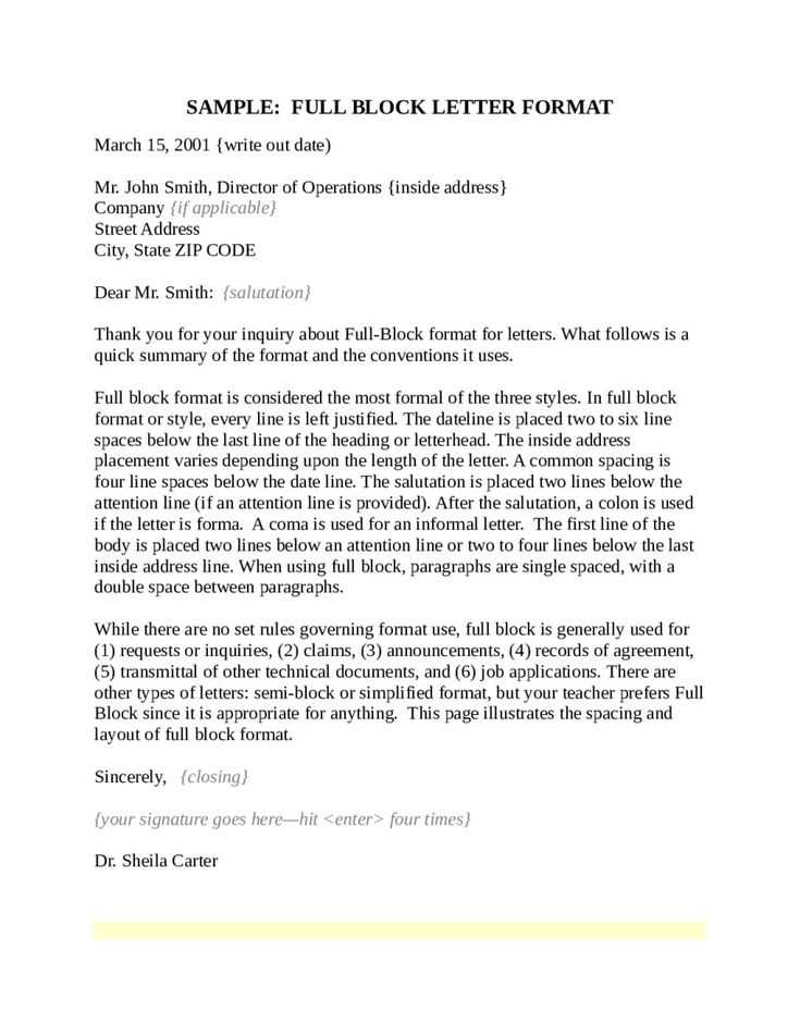 block format letter template