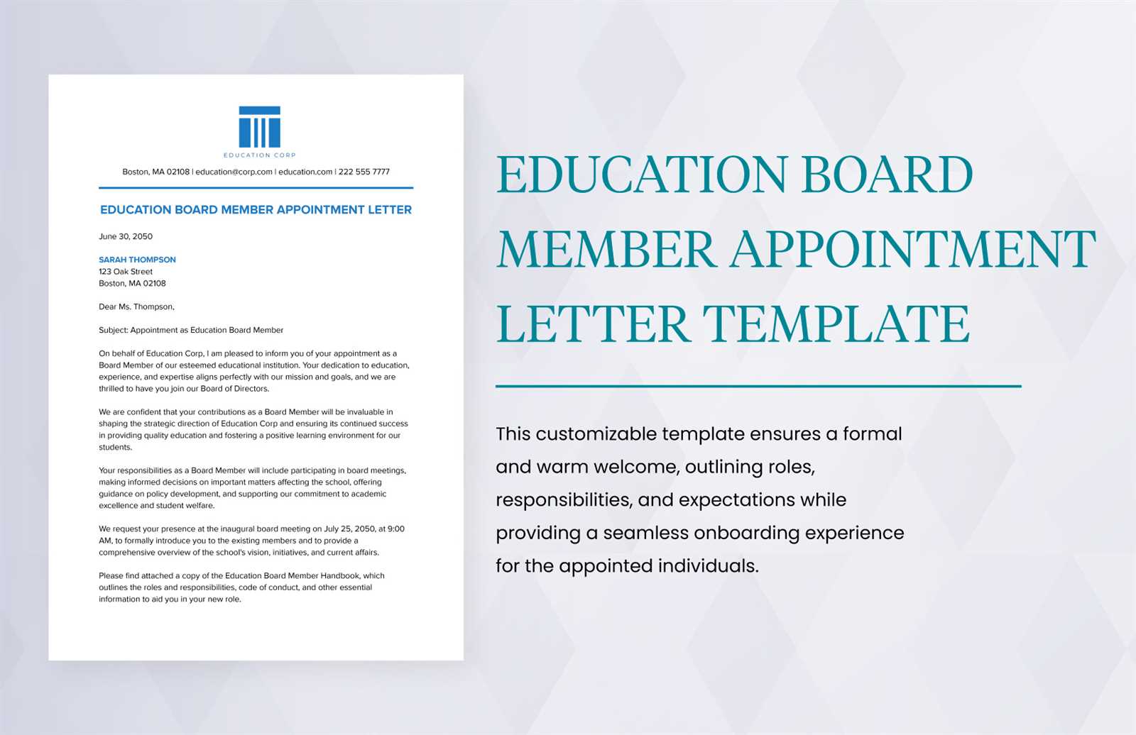 board appointment letter template