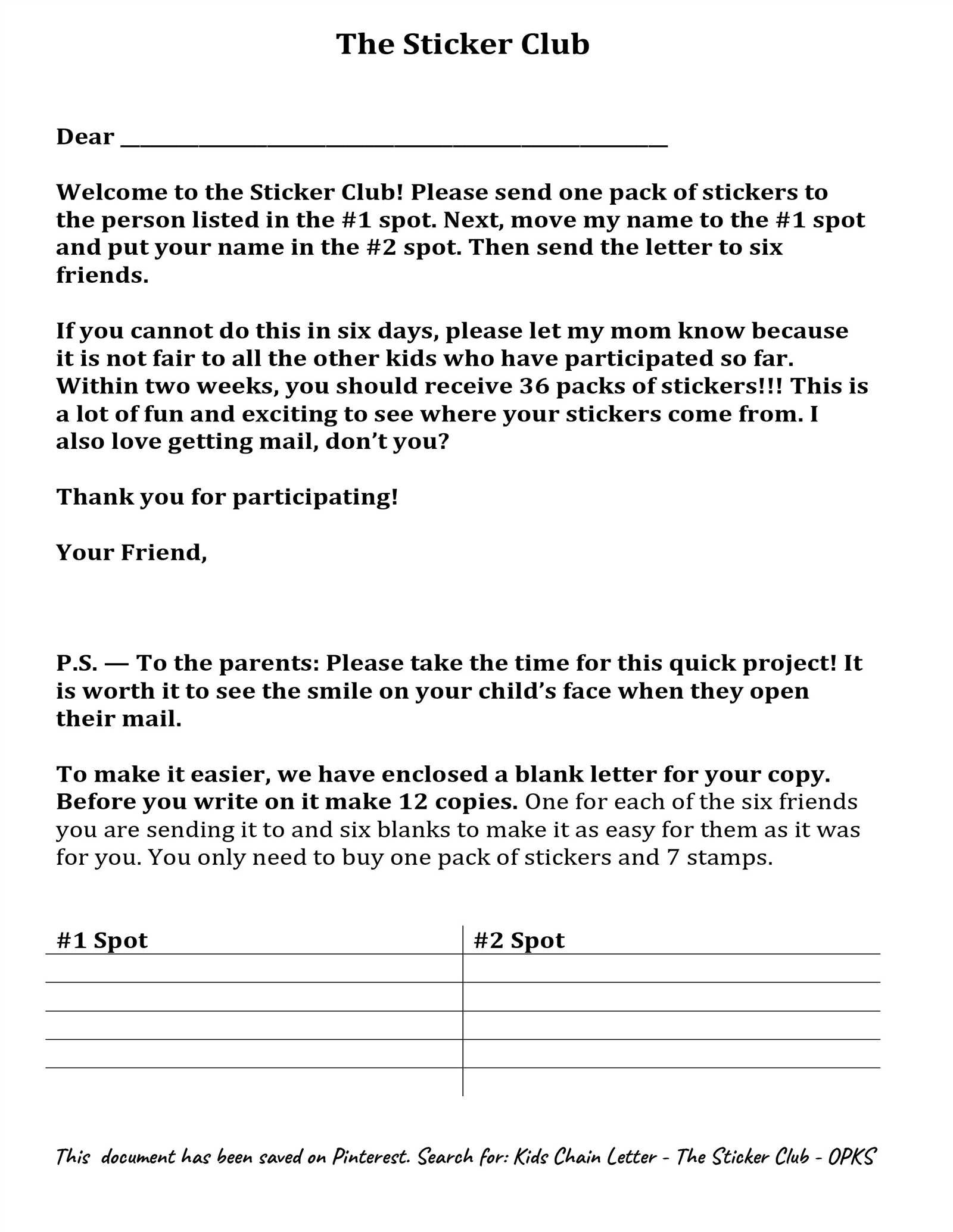 book club chain letter template