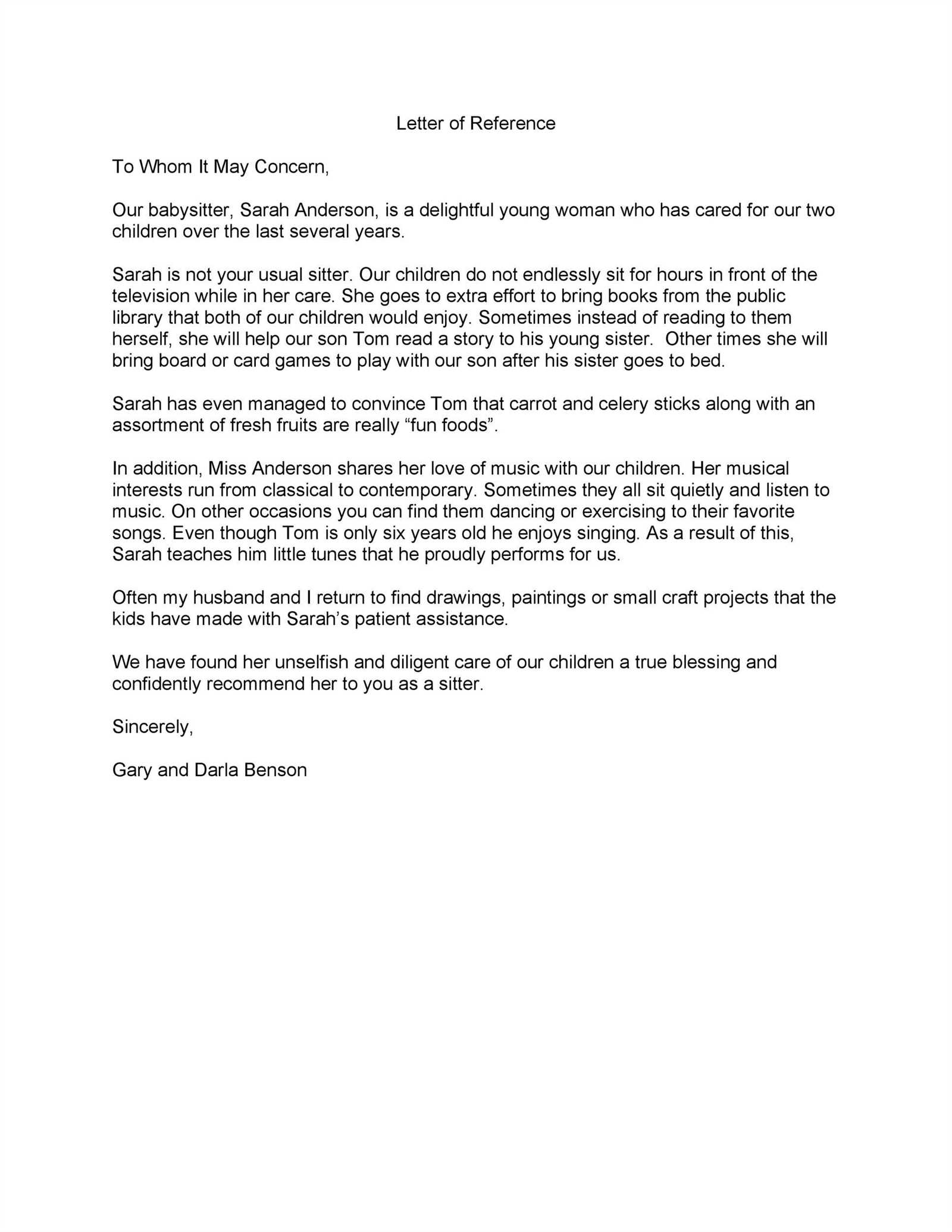 reference letter template free download