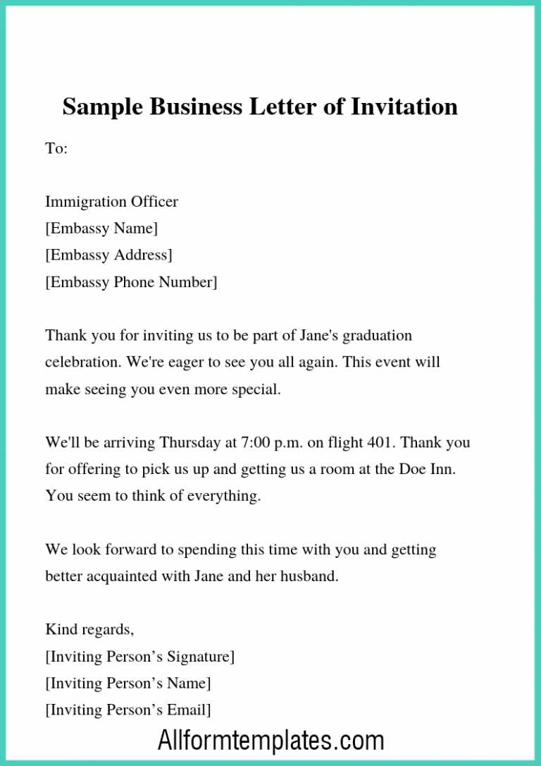 business invitation letter for visa template