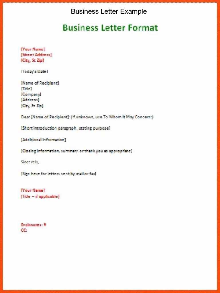 business letter format template free