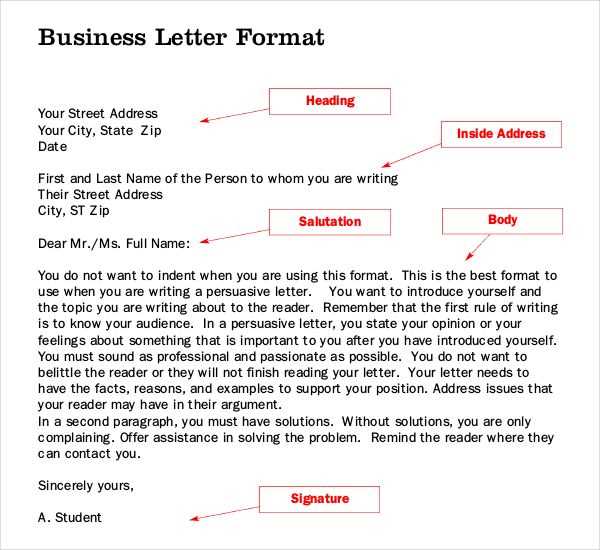 business letter layout template