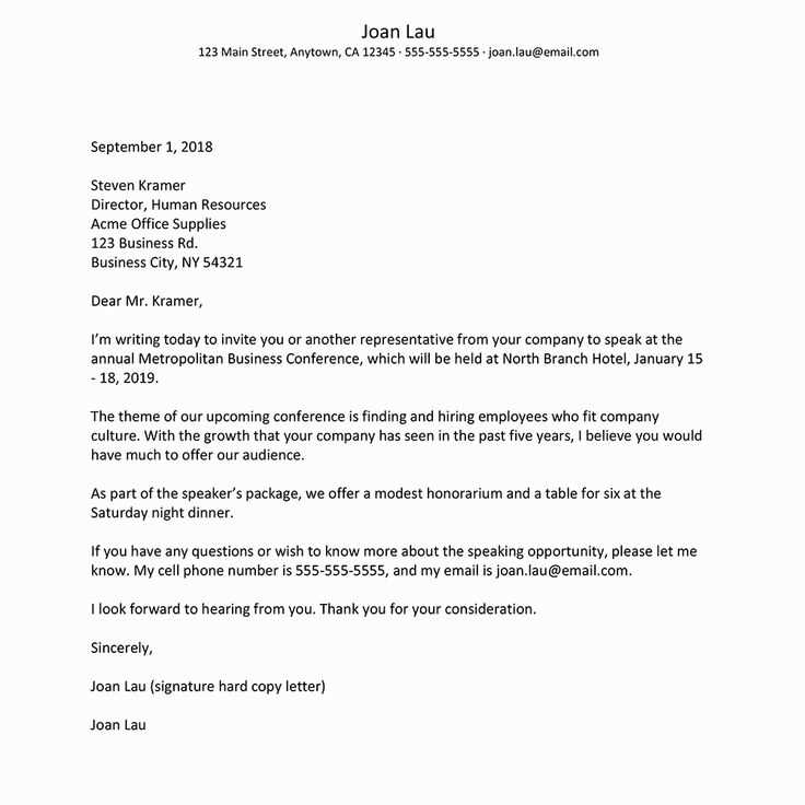 business letter template sample