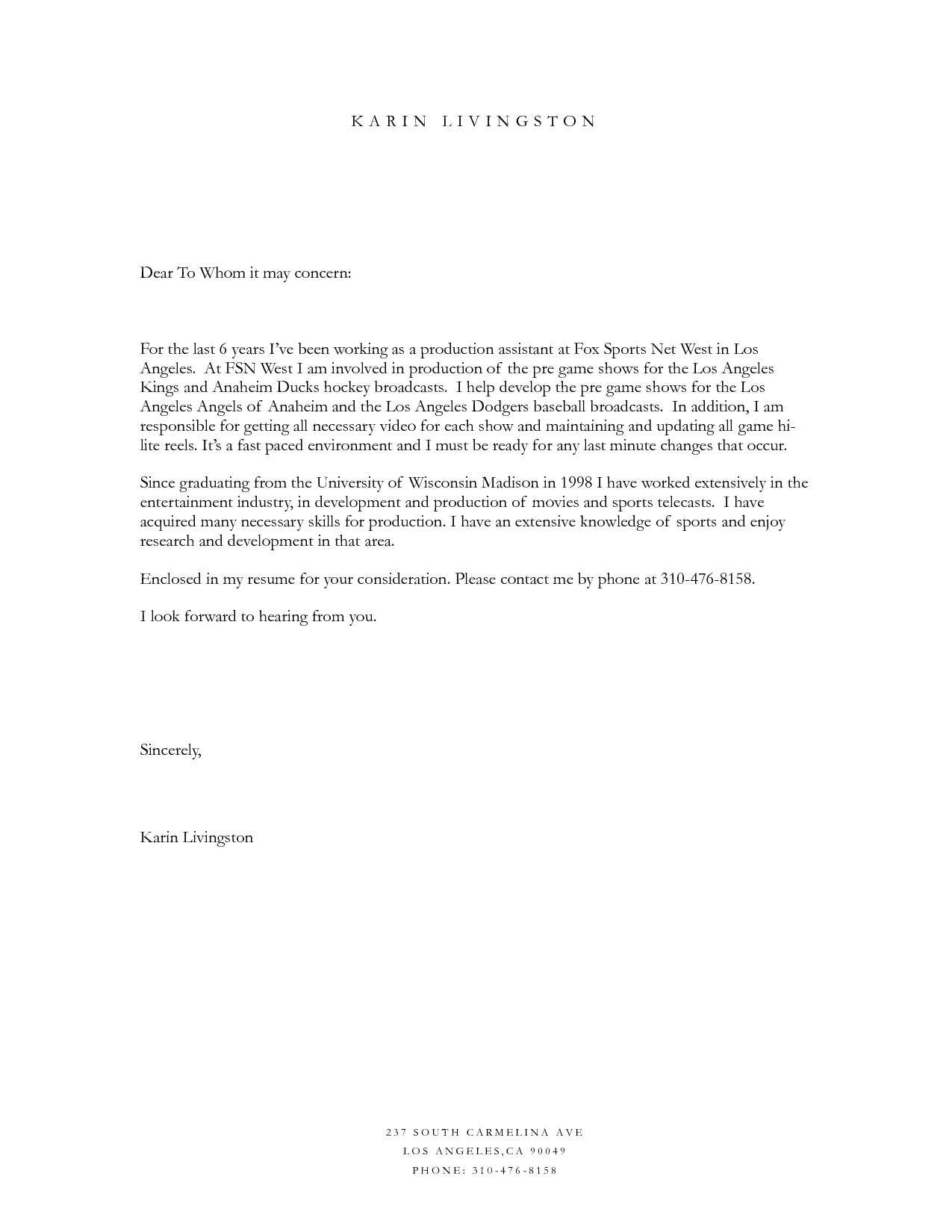 business letter template to whom it may concern