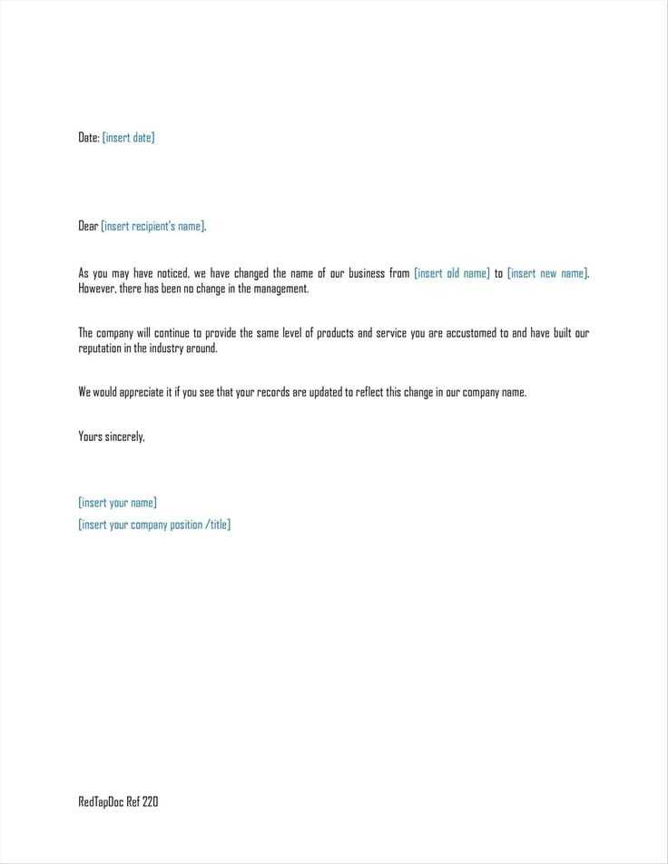 business name change letter template