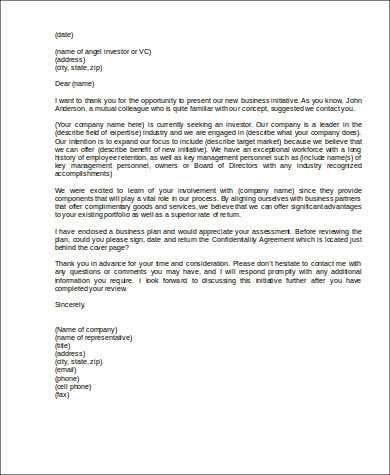 business plan cover letter template