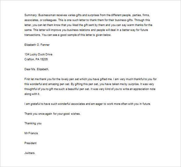 business thank you letter template customer