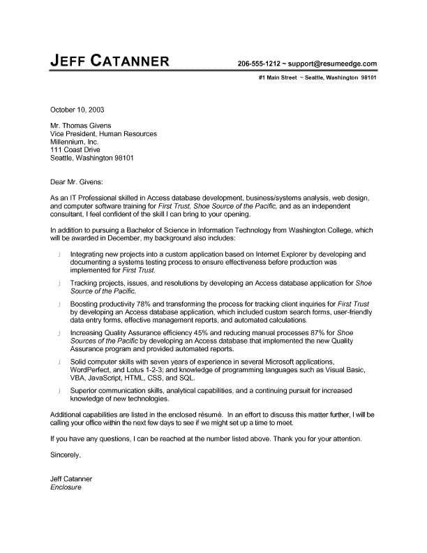 professional business cover letter template