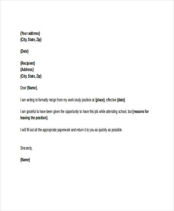 resignation letter template due to personal reasons