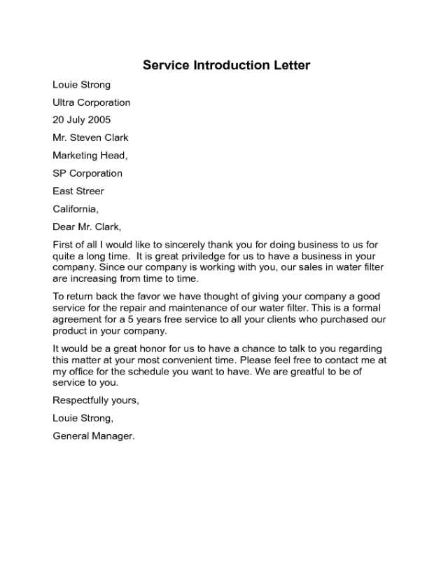 business introduction letter template free