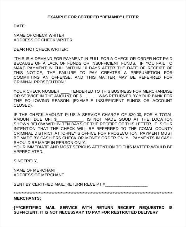 money demand letter template