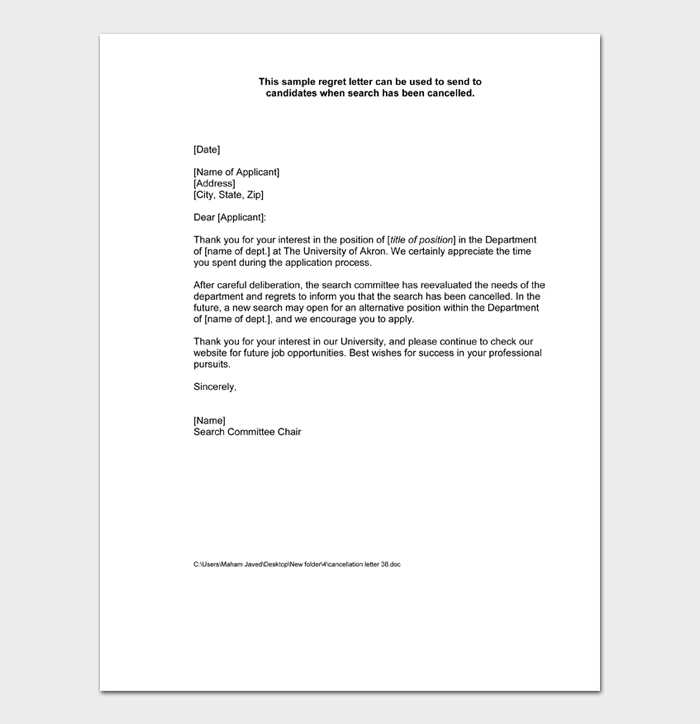 cancellation of services letter template