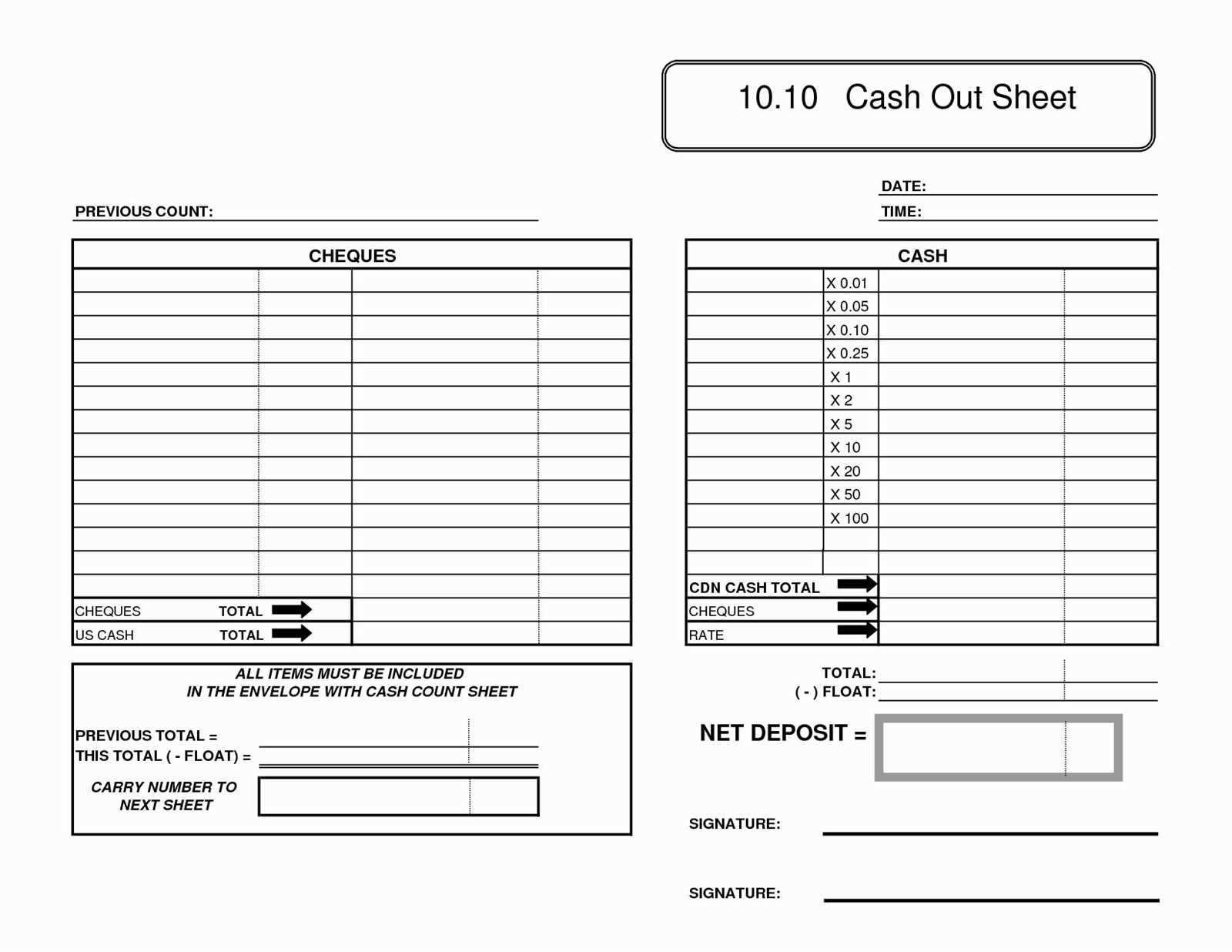cash out letter template