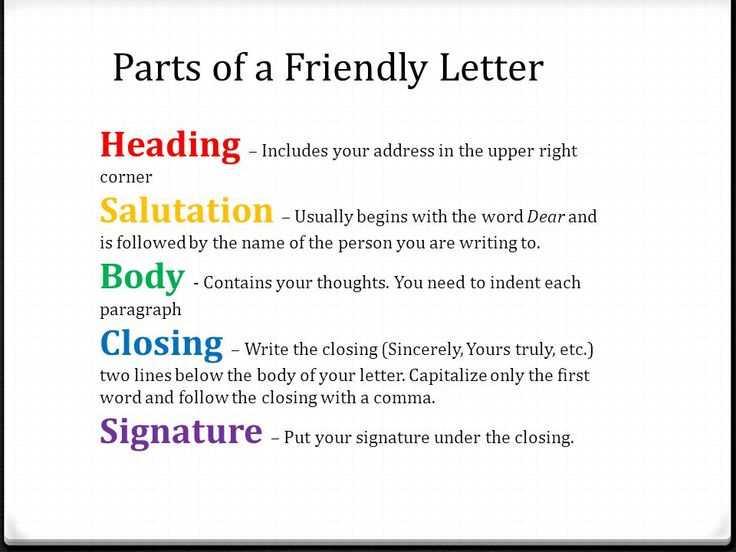 write a friendly letter template