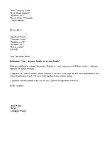 collections letter template