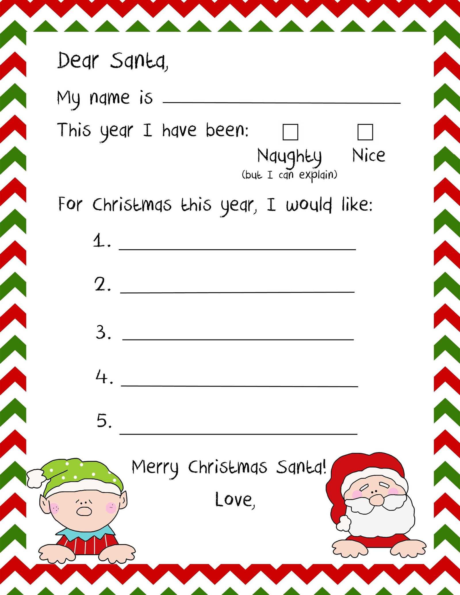 xmas letter to santa template