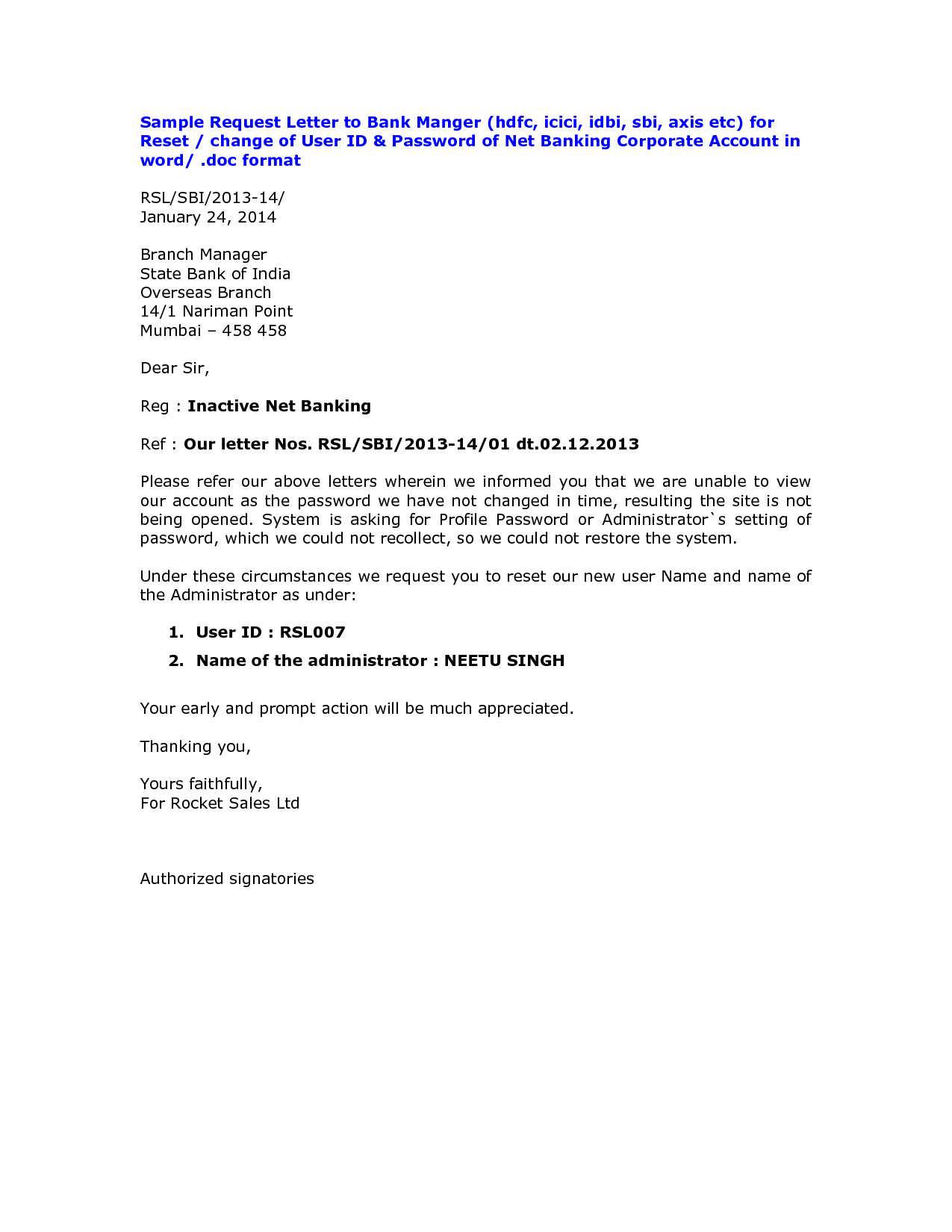 change of bank details letter template