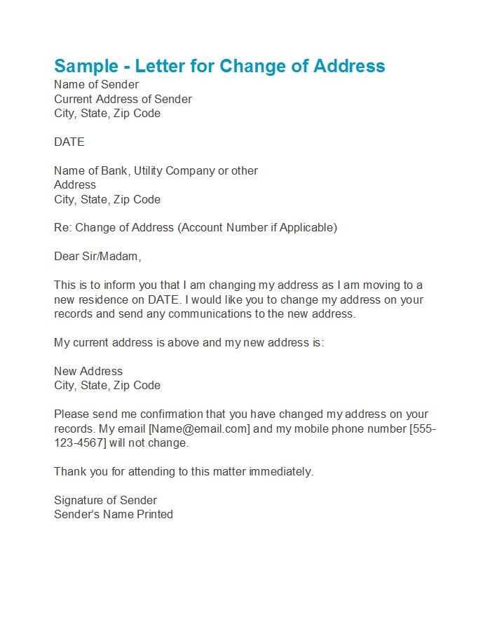 change of email address template letter