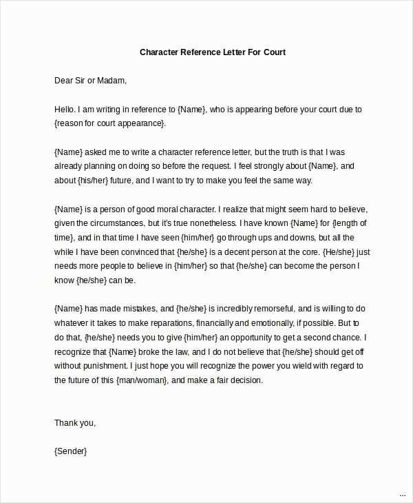 character letter for court for family member template