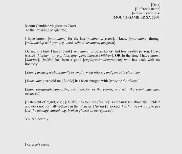 character letter for court template