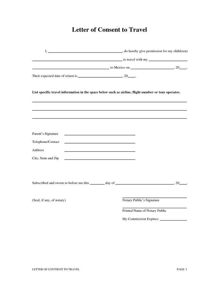 child travel consent letter template