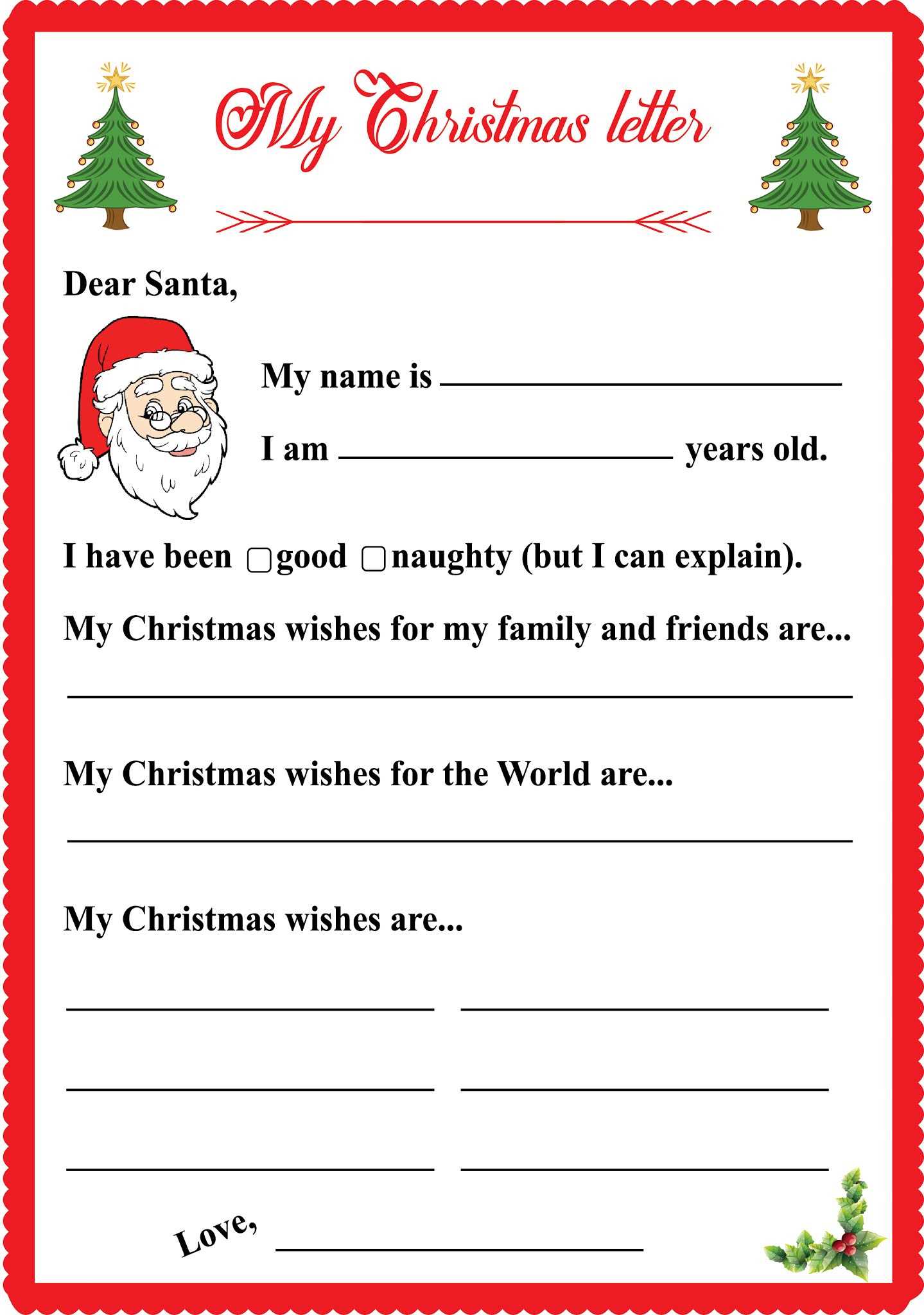 christmas letter to family template