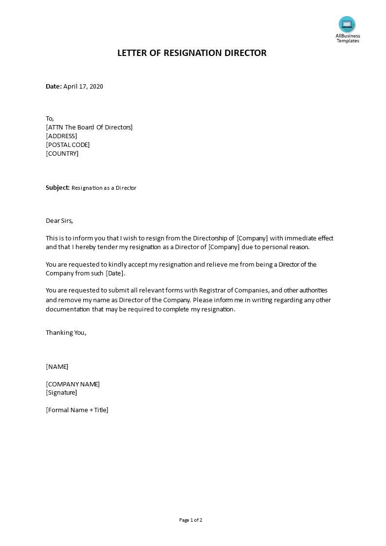 resignation letter effective immediately template