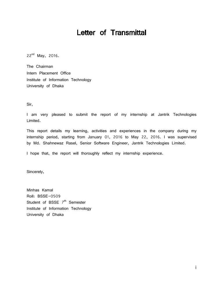 letter of transmittal template