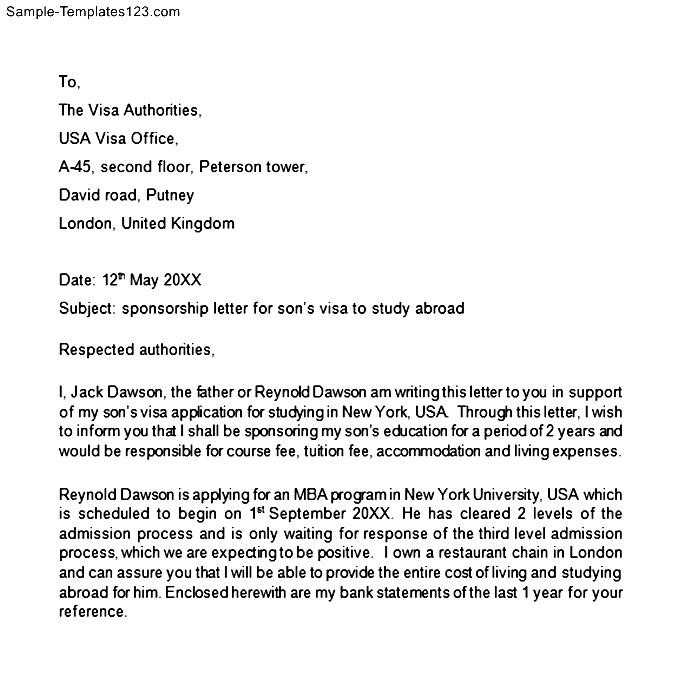 letter of invitation for us visa template