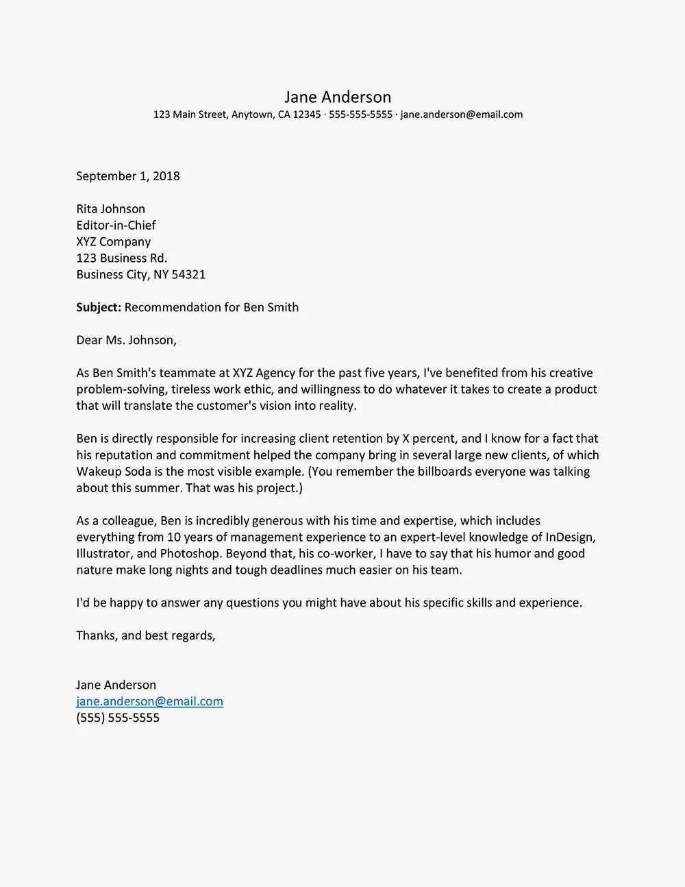 co worker reference letter template