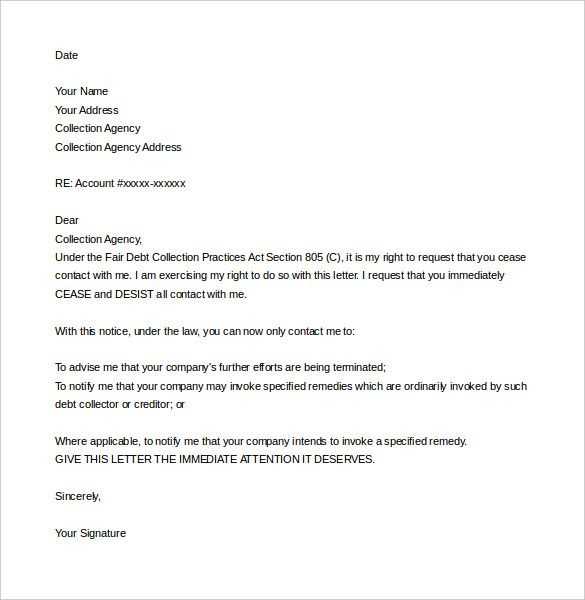 collection agency cease and desist letter template