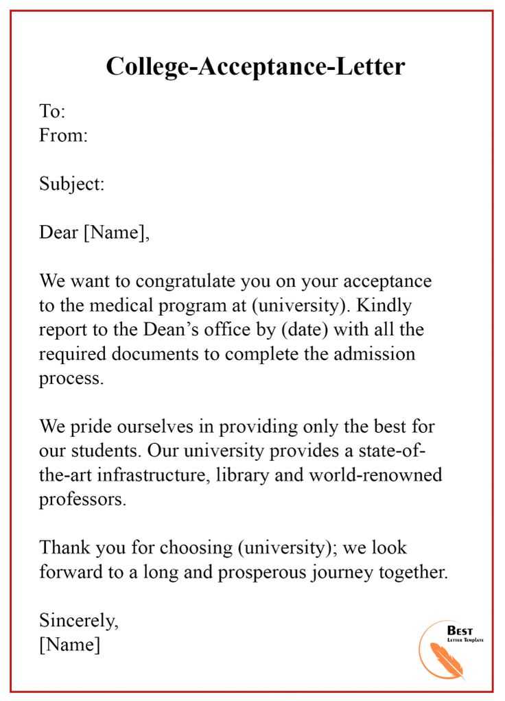 college acceptance letter template