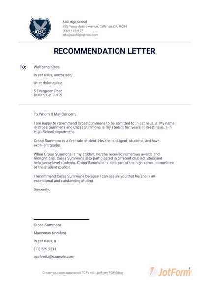 college rec letter template